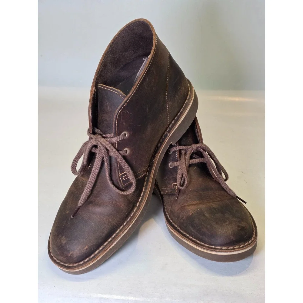 Clarks Bushacre 2 Men's Boots Size 8 M Brown Leather Desert Chukka Lace Up Shoes
